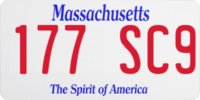 MA license plate 177SC9
