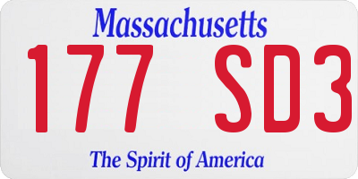 MA license plate 177SD3