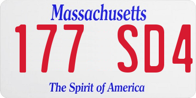 MA license plate 177SD4
