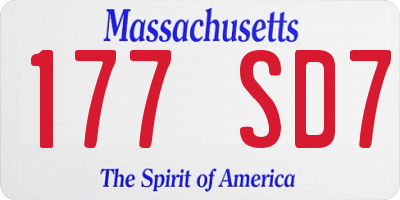 MA license plate 177SD7