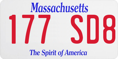 MA license plate 177SD8