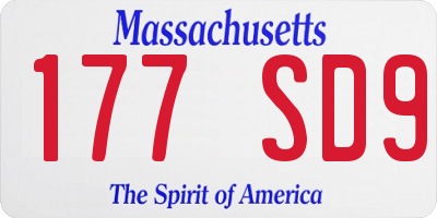 MA license plate 177SD9