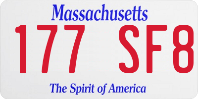 MA license plate 177SF8