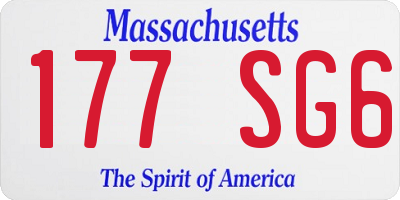 MA license plate 177SG6