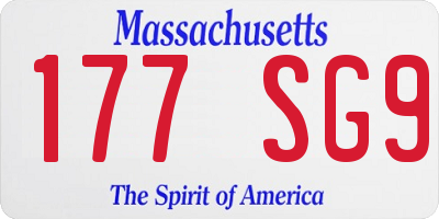 MA license plate 177SG9