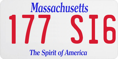 MA license plate 177SI6