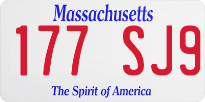 MA license plate 177SJ9