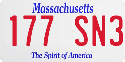 MA license plate 177SN3