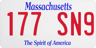MA license plate 177SN9