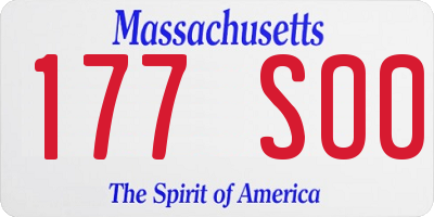 MA license plate 177SO0