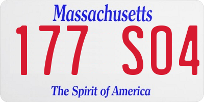 MA license plate 177SO4