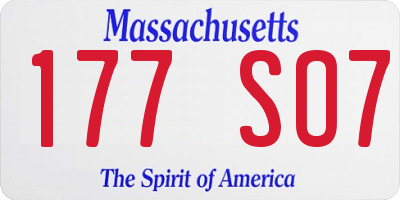 MA license plate 177SO7