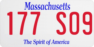 MA license plate 177SO9