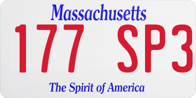 MA license plate 177SP3