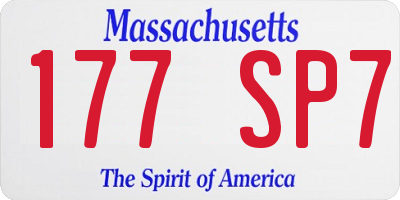 MA license plate 177SP7