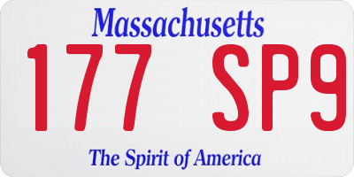 MA license plate 177SP9