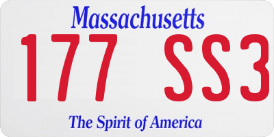 MA license plate 177SS3
