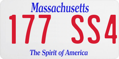MA license plate 177SS4