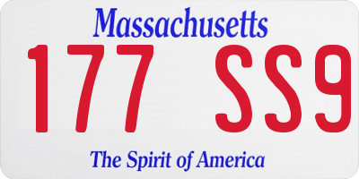 MA license plate 177SS9