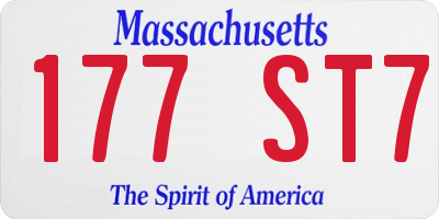 MA license plate 177ST7