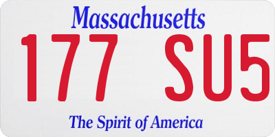 MA license plate 177SU5
