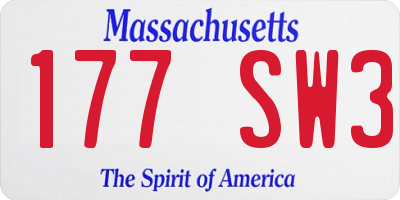 MA license plate 177SW3