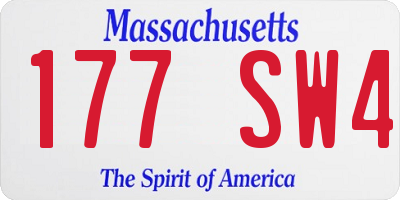 MA license plate 177SW4