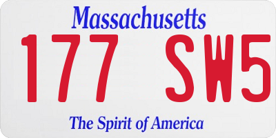 MA license plate 177SW5