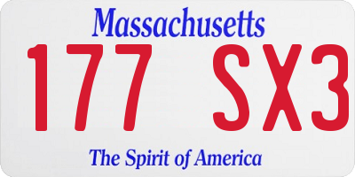 MA license plate 177SX3