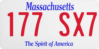 MA license plate 177SX7