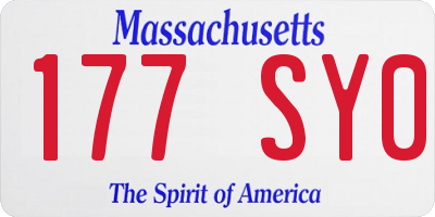 MA license plate 177SY0