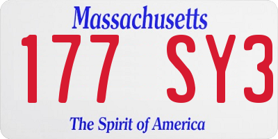 MA license plate 177SY3