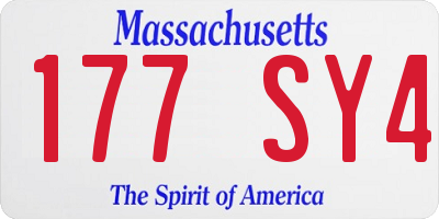 MA license plate 177SY4