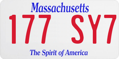 MA license plate 177SY7