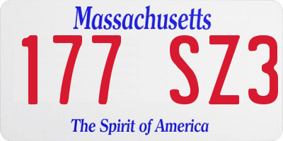 MA license plate 177SZ3