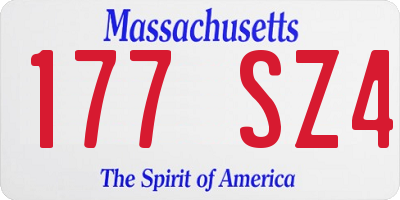 MA license plate 177SZ4
