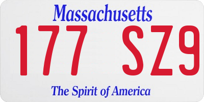 MA license plate 177SZ9