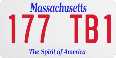 MA license plate 177TB1