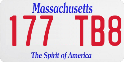 MA license plate 177TB8