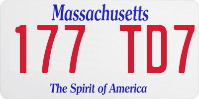 MA license plate 177TD7