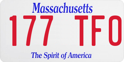 MA license plate 177TF0