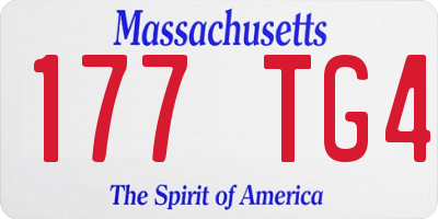 MA license plate 177TG4