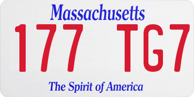 MA license plate 177TG7