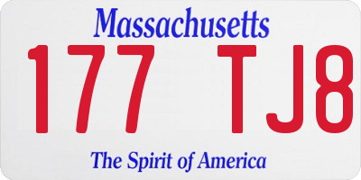 MA license plate 177TJ8