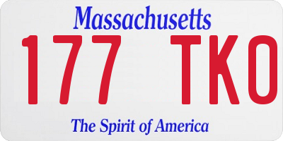 MA license plate 177TK0
