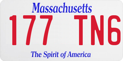 MA license plate 177TN6