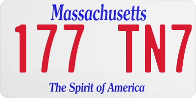MA license plate 177TN7