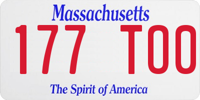 MA license plate 177TO0