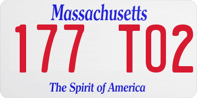 MA license plate 177TO2
