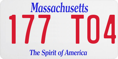 MA license plate 177TO4